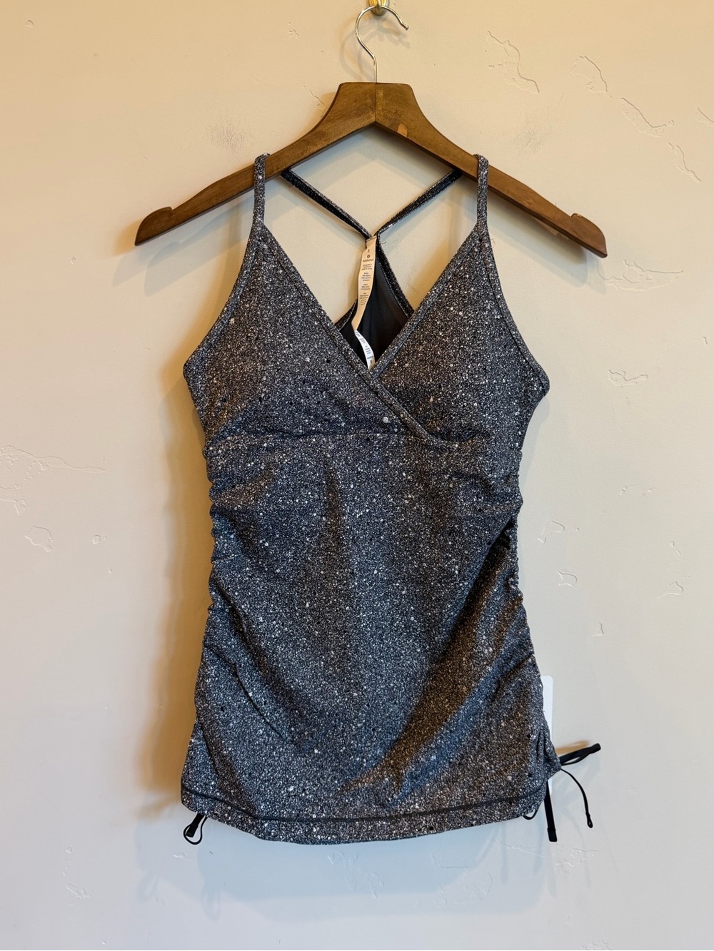 LULULEMON ATHLETICA Black & Grey Splatter Print Full Freedom Tank